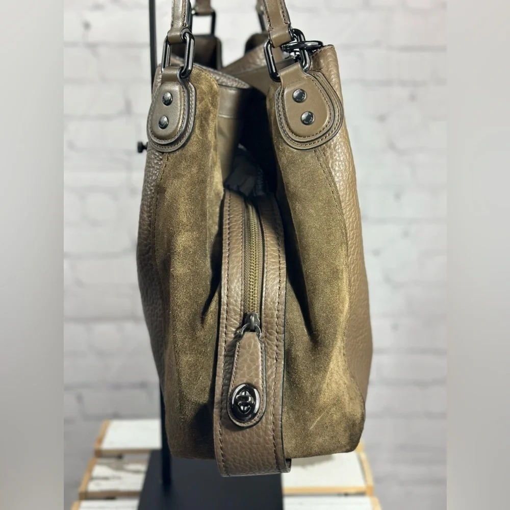 Coach Edie 42 Mixed Leather and Suede Hobo, Fatigue